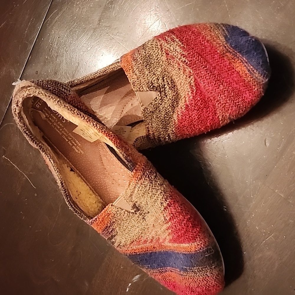 TOMS Multicolor woven slip ons ladies Size 10